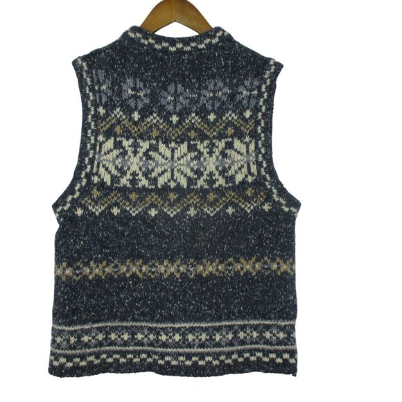 St John's Bay Knit Sweater Vest Blue Size M Vintage Wool Blend Preppy Chunky - Picture 4 of 5